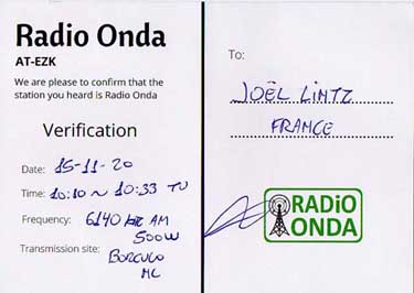 qsl card radio ondia shortwave sw