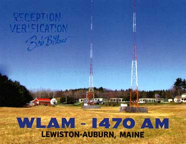 qsl card WLAM Lewiston Maine USA