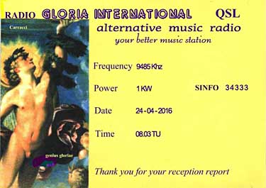 eQSL radio gloria internationale sw