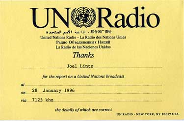 qsl card UN Radio Nations Unies USA