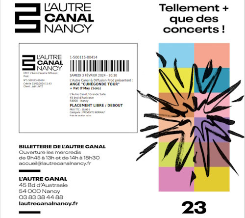 billet concert autre canal Nancy - ANGE 2024