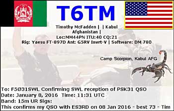 eQSL T6TM Afghanistan dx