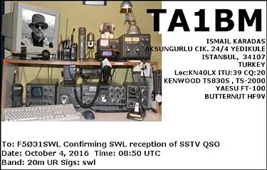 eQSL TA1BM SSTV 20m