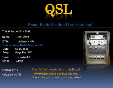 eQSL Radio Scotland pirate radio sw