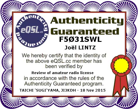 certificat garantie eQSL F5031SWL