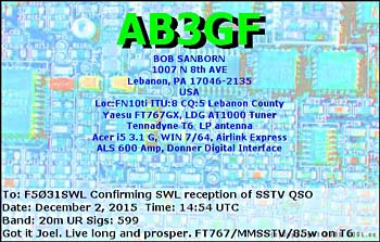 qsl sstv ab3gf dx radio