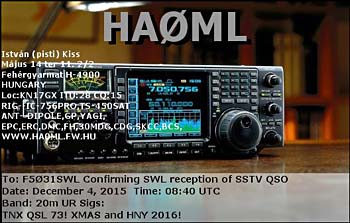 eQSL SSTV HA0ML 20 m