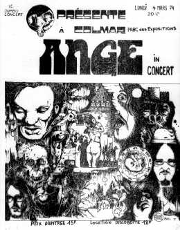 tract de PHIL pour un concert de Ange en 1974 à Colmar